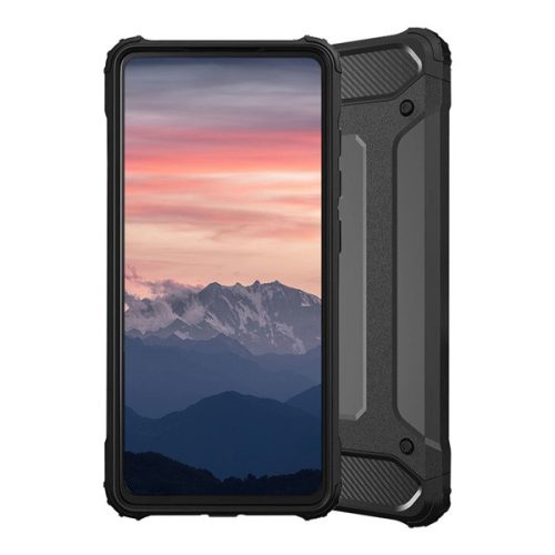 Defender szilikon telefonvédő (ütésállóság, légpárnás sarok, fémhatás) FEKETE