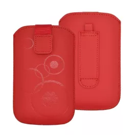   DEKOCASE tok álló (univerzális, kör, kihúzható tépőzár, övre fűzhető, 3.5" méret) PIROS