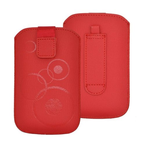 DEKOCASE tok álló (univerzális, kör, kihúzható tépőzár, övre fűzhető, 3.5" méret) PIROS