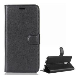   Tok álló, bőr hatású (FLIP, oldalra nyíló, asztali tartó, prémium) FEKETE