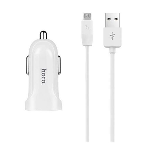 HOCO Z2 autós töltő USB aljzat (7.5W + microUSB kábel) FEHÉR