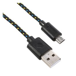 Adatkábel (USB - microUSB, cipőfűző, 200cm) FEKETE