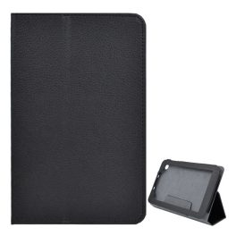   Tok álló, bőr hatású (FLIP, oldalra nyíló, asztali tartó, prémium) FEKETE