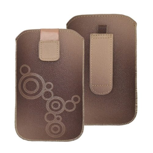 DEKOCASE 2 tok álló (univerzális, kör, kihúzható tépőzár, övre fűzhető, 3.7" méret) BARNA