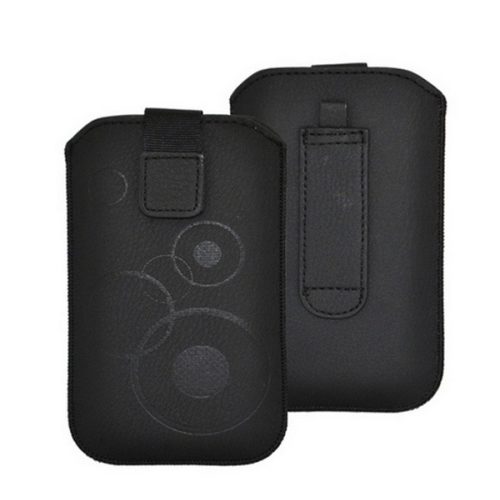 DEKOCASE tok álló (kör, kihúzható tépőzár, övre fűzhető, univerzális, 5.2" méret) FEKETE