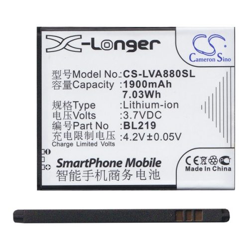 CAMERON SINO Li-Ion akku (3.7V/1900mAh, Lenovo BL219 kompatibilis) FEKETE