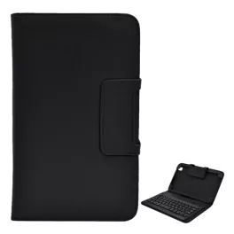   SEENDA tok álló, bőr hatású (FLIP, bluetooth billentyűzet, asztali tartó, QWERTY, angol nyelvű) FEKETE