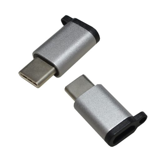 Adapter (microUSB aljzat - Type-C, adatátvitel és töltés) EZÜST