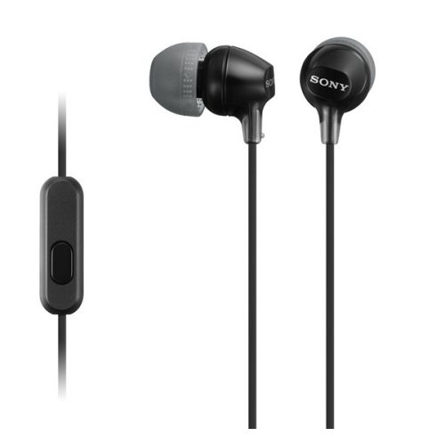 SONY fülhallgató SZTEREO (3.5mm jack, mikrofon, felvevő gomb) FEKETE
