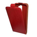 Tok álló, bőr hatású (FLIP, lefelé nyíló, szilikon tartó) PIROS