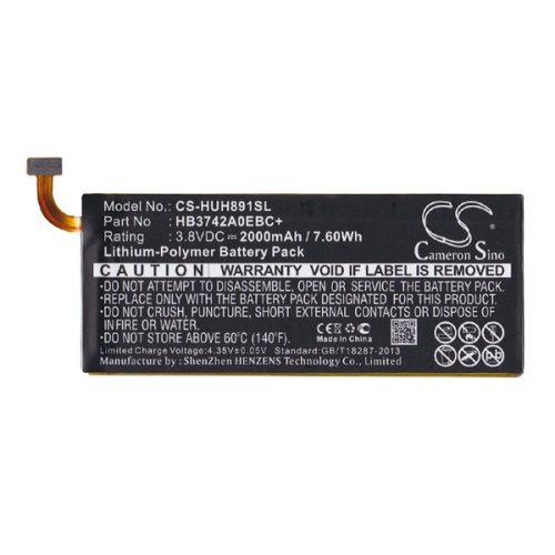 CAMERON SINO Li-Polymer akku (3.8V/2A, 2000mAh, Huawei HB3742A0EBC+ kompatibilis) FEKETE