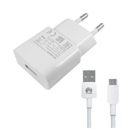   HUAWEI HW-050100E01W hálózati töltő USB aljzat (5W + microUSB kábel) FEHÉR