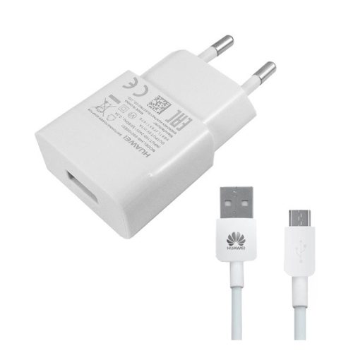 HUAWEI HW-050100E01W hálózati töltő USB aljzat (5W + microUSB kábel) FEHÉR