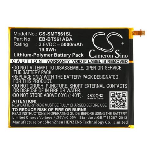 CAMERON SINO Li-Polymer akku (3.8V/5000mAh, Samsung EB-BT561ABA kompatibilis) FEKETE