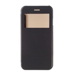   Tok álló, bőr hatású (FLIP, oldalra nyíló, ablakos) FEKETE