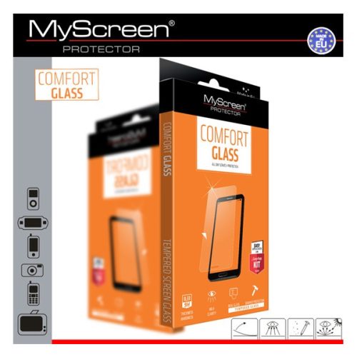 MYSCREEN COMFORT GLASS képernyővédő üveg (ütésállóság, 0.33mm, 9H) ÁTLÁTSZÓ