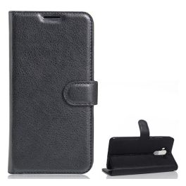   Tok álló, bőr hatású (FLIP, oldalra nyíló, asztali tartó, prémium) FEKETE