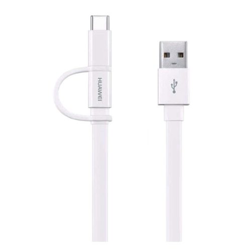 HUAWEI adatkábel (USB - microUSB/Type-C, lapos kábel, 150cm) FEHÉR