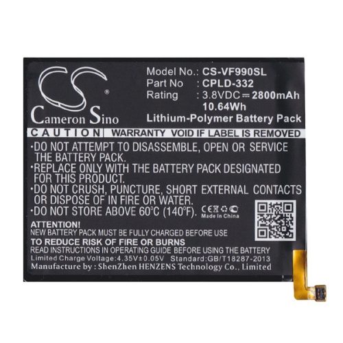 CAMERON SINO Li-Polymer akku (3.8V/2800mAh, Vodafone CPLD-332 kompatibilis) FEKETE