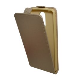   Tok álló, bőr hatású (FLIP, lefelé nyíló, szilikon tartó) ARANY