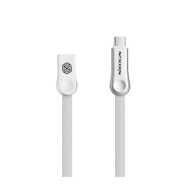   NILLKIN PLUS III adatkábel (USB - microUSB - Type-C, gyorstöltő, lapos kábel, 100cm) FEHÉR