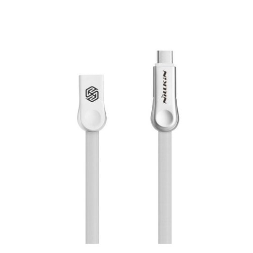 NILLKIN PLUS III adatkábel (USB - microUSB - Type-C, gyorstöltő, lapos kábel, 100cm) FEHÉR