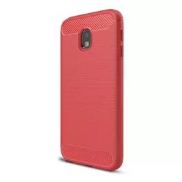   Szilikon telefonvédő (ütésállóság, légpárnás sarok, szálcsiszolt, karbon minta) PIROS