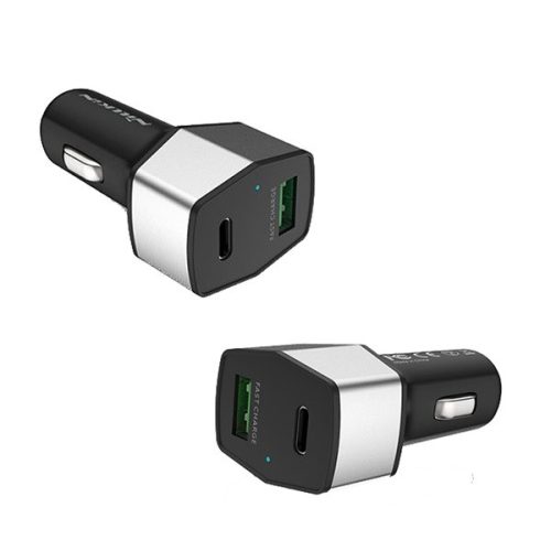 NILLKIN CELERITY autós töltő USB+Type-C aljzat (12W, PD gyorstöltő 3.0) EZÜST