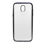 Szilikon telefonvédő (fémhatású keret) FEKETE