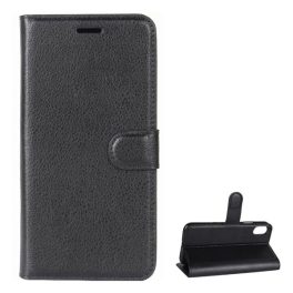   Tok álló, bőr hatású (FLIP, oldalra nyíló, asztali tartó, prémium) FEKETE