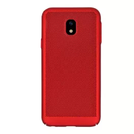 Műanyag telefonvédő (gumírozott, lyukacsos) PIROS
