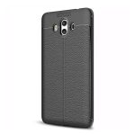 Szilikon telefonvédő (ütésállóság, bőr hatású, varrás minta) FEKETE