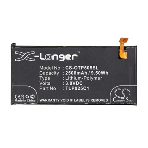 CAMERON SINO Li-Polymer akku (3.8V/2500mAh, Alcatel TLP025C1 kompatibilis) FEKETE