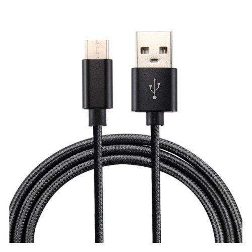 Adatkábel (USB - Type-C, 100cm, cipőfűző) FEKETE