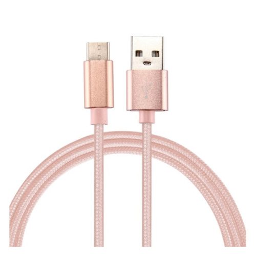 Adatkábel (USB - Type-C, 100cm, cipőfűző) ROZÉARANY