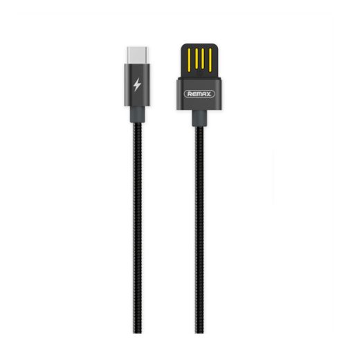 REMAX Serpent adatkábel (USB - Type-C, gyorstöltő, 100cm, fémhatás) FEKETE