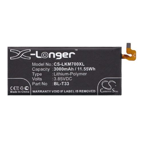 CAMERON SINO Li-Polymer akku (3.85V/3000mAh, LG BL-T33 kompatibilis) FEKETE