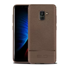   Szilikon telefonvédő (ütésállóság, bőr hatású, szálcsiszolt) BARNA
