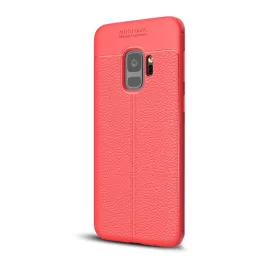   Szilikon telefonvédő (ütésállóság, bőr hatású, varrás minta) PIROS