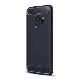   Szilikon telefonvédő (ütésállóság, légpárnás sarok, szálcsiszolt, karbon minta) SÖTÉTKÉK