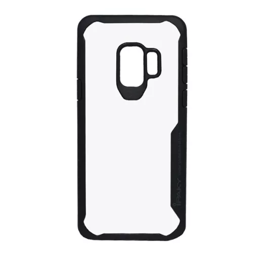 IPAKY szilikon telefonvédő (ütésállóság, átlátszó hátlap) FEKETE