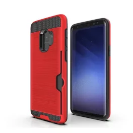   Szilikon telefonvédő (ütésállóság, kártyazseb, szálcsiszolt minta) PIROS