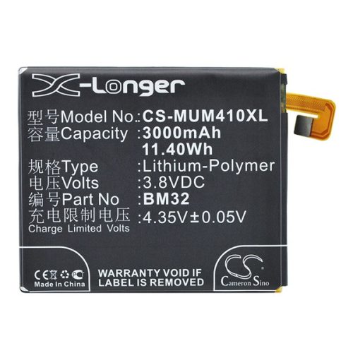 CAMERON SINO Li-Polymer akku (3.8V/3000mAh, Xiaomi BM32 kompatibilis) FEKETE