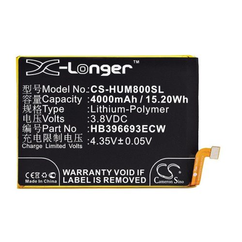 CAMERON SINO Li-Polymer akku (3.8V/4000mAh, Huawei HB396693ECW kompatibilis) FEKETE