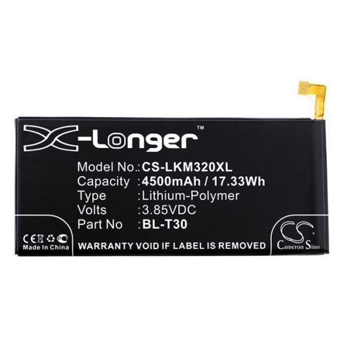 CAMERON SINO Li-Polymer akku (3.85V/4500mAh, LG BL-T30 kompatibilis) FEKETE