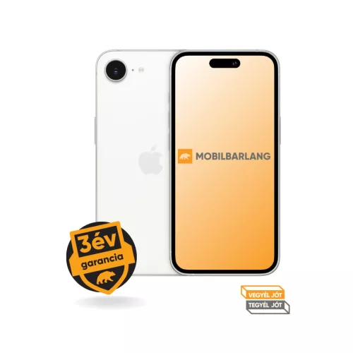 Apple iPhone 16e 128GB tárhellyel újszerű állapotban, egyedülállóan hosszú 3 év garanciával!