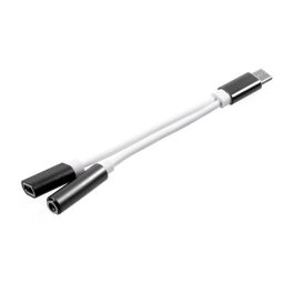 Audió adapter és töltőkábel (elosztó, Type-C + 3.5mm jack aljzat - Type-C) FEKETE   Audió adapter és töltőkábel (elosztó, Type-C + 3.5mm jack aljzat - Type-C) FEKETE