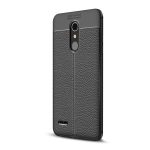 Szilikon telefonvédő (ütésállóság, bőr hatású, varrás minta) FEKETE