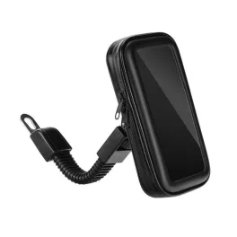   Kerékpáros és motoros telefontartó (tükörre, 360° kar, por és vízálló cipzáras tok, 5.5-6.3") FEKETE