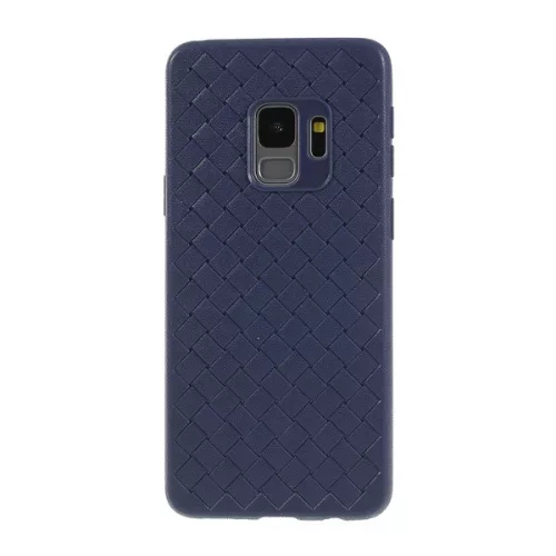Szilikon telefonvédő (bőr hatású, fonott minta) SÖTÉTKÉK